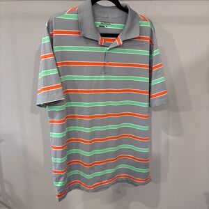 Men's Large Nike Golf Tour Performance Polo Shirt Striped Dri-FIT Athletic Large